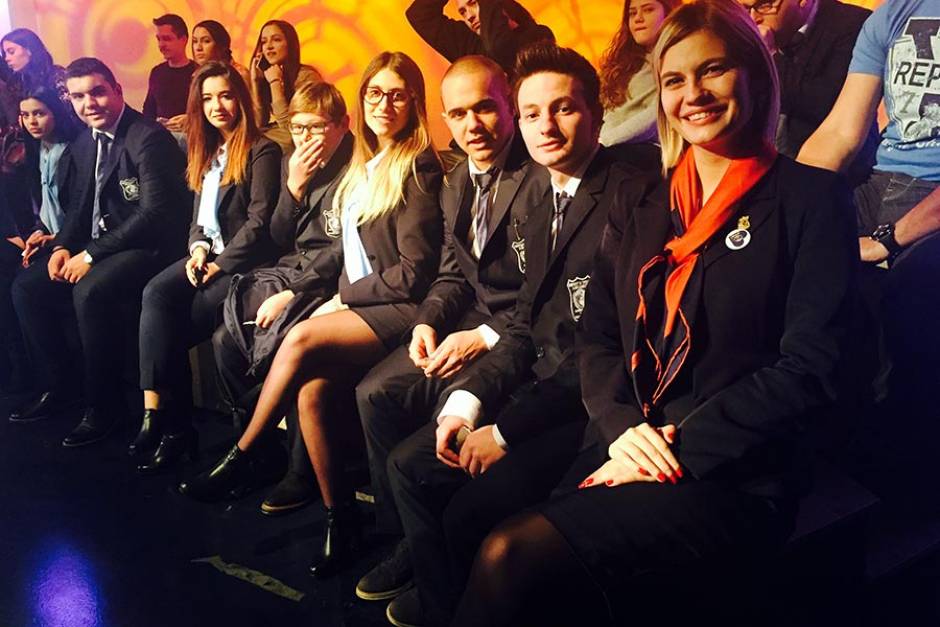 STUDENTS FROM THE UNIVERSITY OF TOURISM AND MANAGEMENT IN SKOPJE, AUDIENCE IN THE SHOOTING OF THE QUIZ "ARENA", PRODUCED BY ALPHA TV